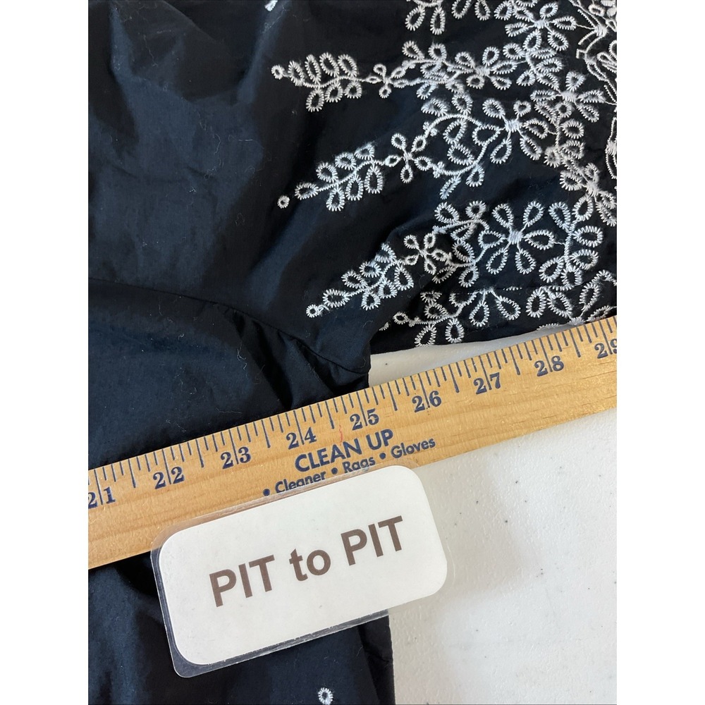 Talbots Black Cotton Eyelet Boho Off Shoulder 3/4 Sleeve Top Women's 2X Travel - Picture 7 of 9